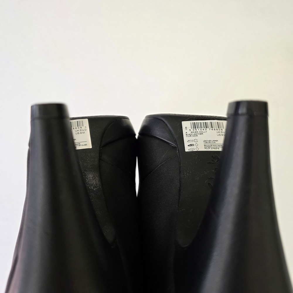 Clarks Brier Dolly Black Leather Platform Pumps Heels Womens 8 M Cushion Soft View 6